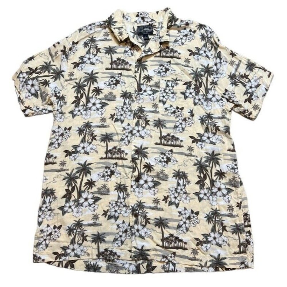 Steve and Barry's Classic Hawaiian Shirt size‎ Large L Yellow Short Sleeve Golf